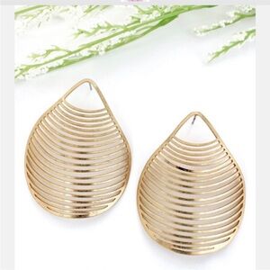 Goldtone Fan-Out Cutout Earrings – Modern Lightweight Statement